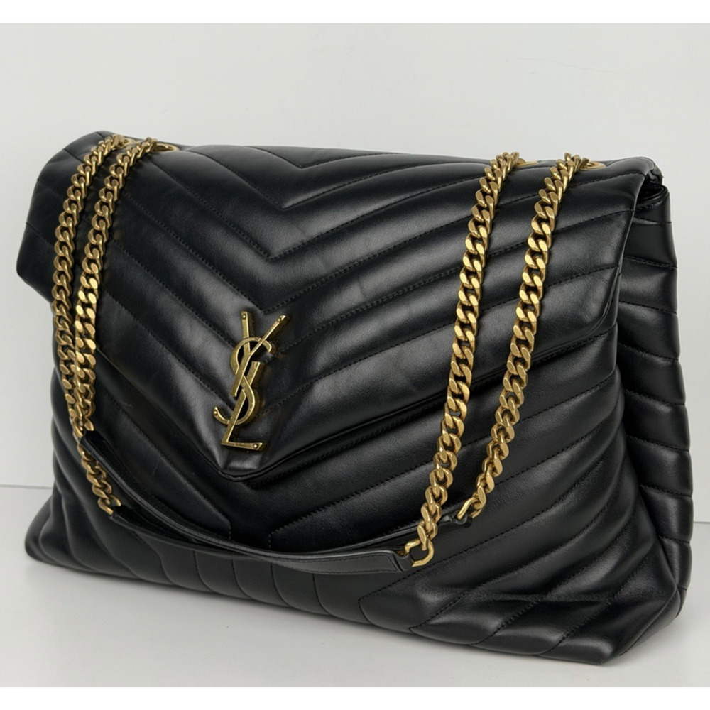 Saint Laurent Loulou Large Shoulder Bag in Black Quilted Leather C5
